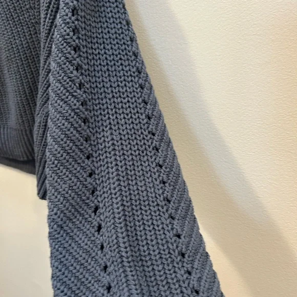 Anthropologie Slate Blue Gray Cropped Knit Sweater Size XXS - Picture 4 of 7